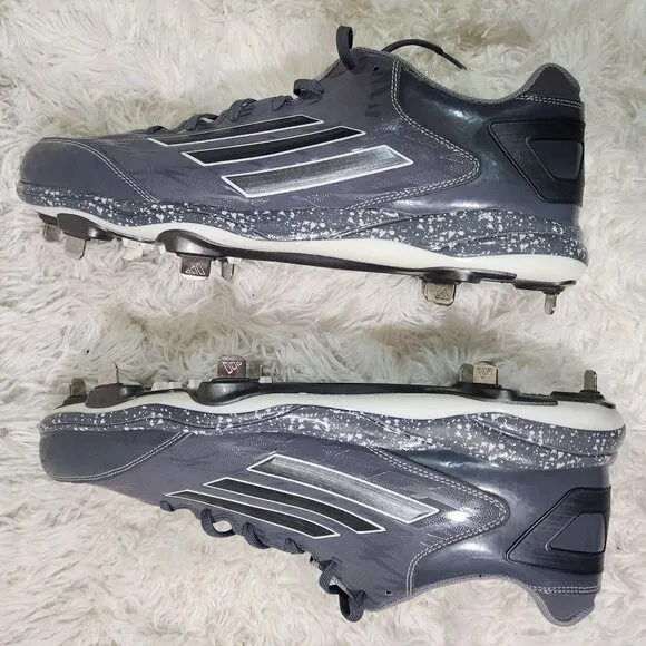 Adidas Men's Gray Athletic baseball Shoes Size 14 With White Stripes &amp; Speckled