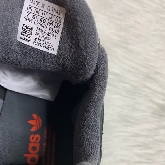 Adidas Mens Yung-1 Plaid Solid Grey Orange Shoes