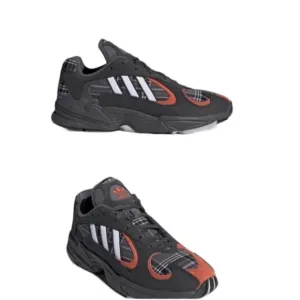 Adidas Mens Yung-1 Plaid Solid Grey Orange Shoes