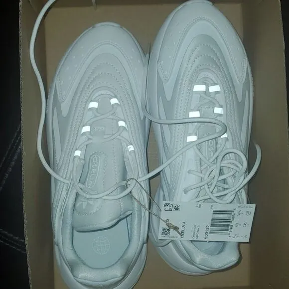 Adidas originals shoes girl's size 6 grey white sneaker Ozelia Casual sn…