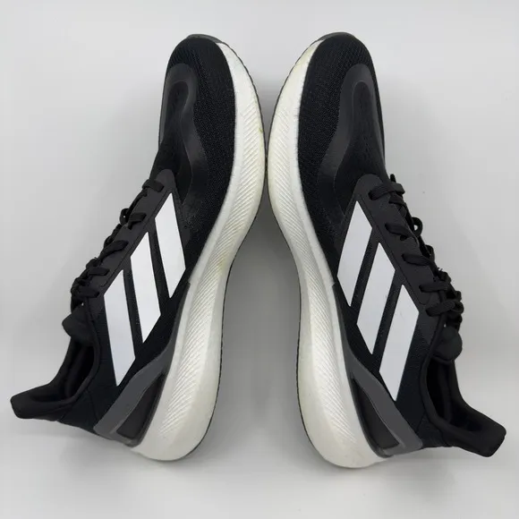 Adidas Pureboost 5 Mens 13 Black White Running Shoe Light Boost 3 Stripe Trainer