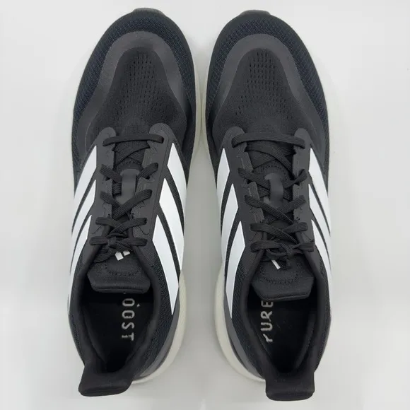 Adidas Pureboost 5 Mens 13 Black White Running Shoe Light Boost 3 Stripe Trainer