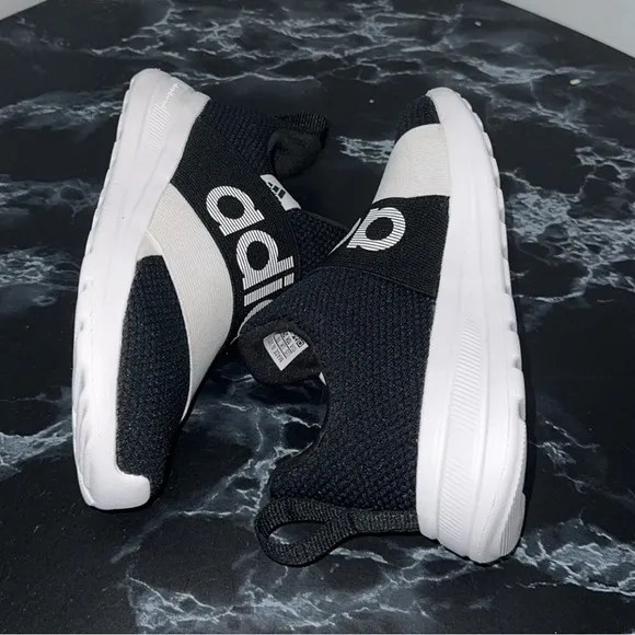 ADIDAS SLIP-ON SNEAKERS LITE RACER ADAPT 6.0 SHOES KIDS Sz 10.5 Black White NEW
