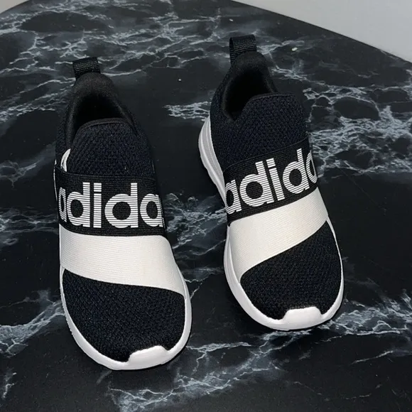 ADIDAS SLIP-ON SNEAKERS LITE RACER ADAPT 6.0 SHOES KIDS Sz 10.5 Black White NEW