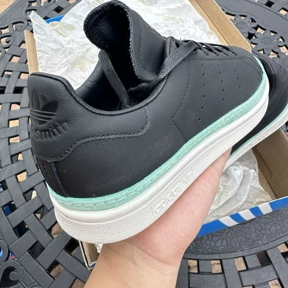 Adidas Stan Smith New Bold Black Mint Women's Athletic Shoes BD8067 Size 5.5