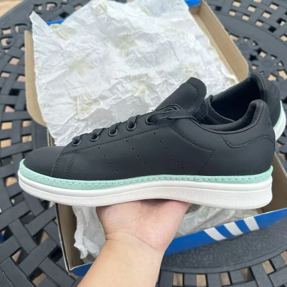 Adidas Stan Smith New Bold Black Mint Women's Athletic Shoes BD8067 Size 5.5