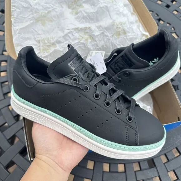 Adidas Stan Smith New Bold Black Mint Women's Athletic Shoes BD8067 Size 5.5
