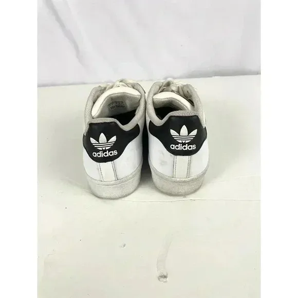Adidas Superstar Leather 3-Stripe Shoes Mens 5.5 White Black Leather 789006