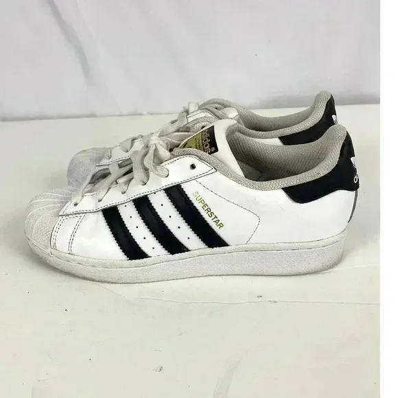 Adidas Superstar Leather 3-Stripe Shoes Mens 5.5 White Black Leather 789006