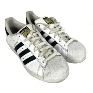 Adidas Superstar Leather 3-Stripe Shoes Mens 5.5 White Black Leather 789006
