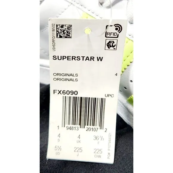 Adidas Superstar Originals FX6090 Women's Shoes White High Resolution Yellow 5.5