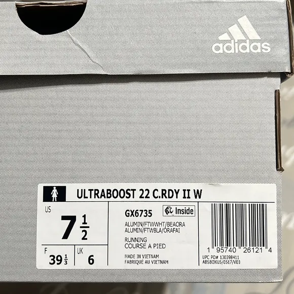 Adidas Ultraboost 22 Cold.RDI 2.0running shoe, 7 1/2, new with tags in box