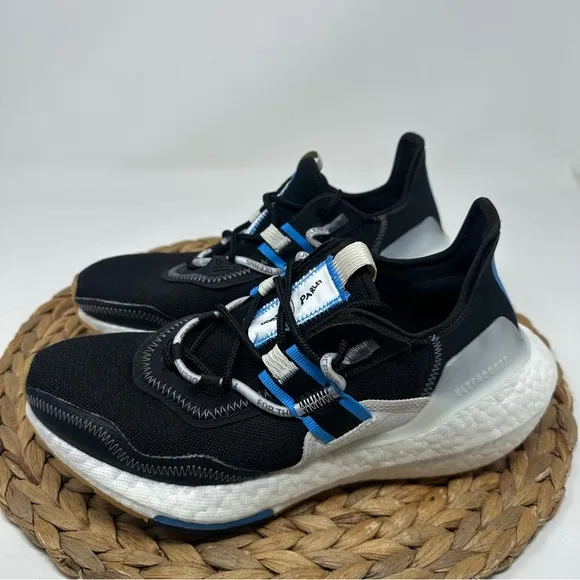ADIDAS Ultraboost X Parley Running Shoes Core Black White Blue Size 6.5 Women's