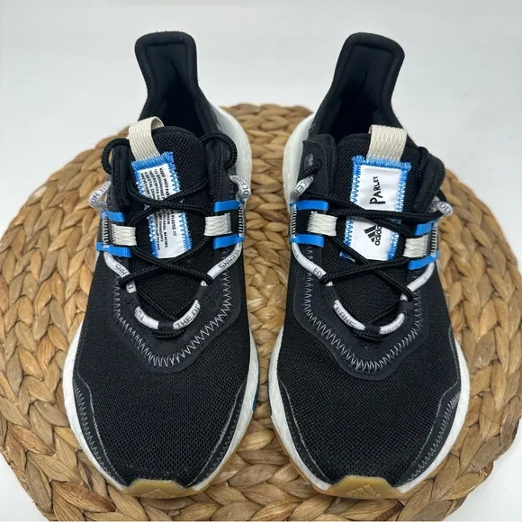ADIDAS Ultraboost X Parley Running Shoes Core Black White Blue Size 6.5 Women's