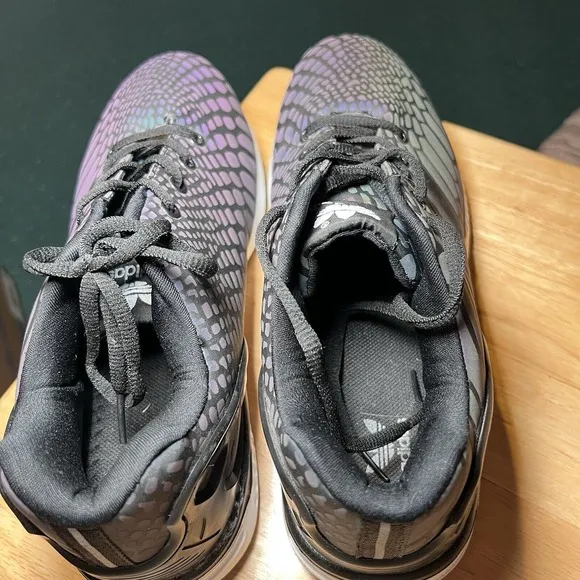adidas ZX Flux Xeno Reflective Sneaker Shoes Men's Size 9.5 Black Low‎ Top Snake