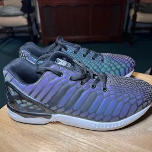 adidas ZX Flux Xeno Reflective Sneaker Shoes Men's Size 9.5 Black Low‎ Top Snake