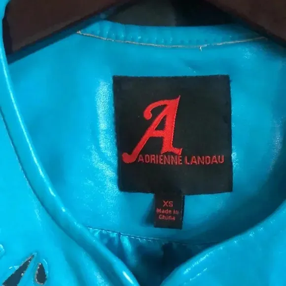 Adrienne‎ Landau Teal Faux Leather Jacket XS