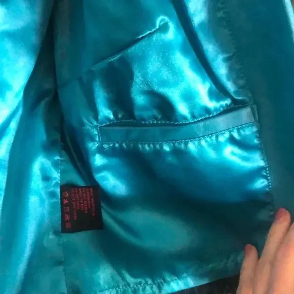 Adrienne‎ Landau Teal Faux Leather Jacket XS