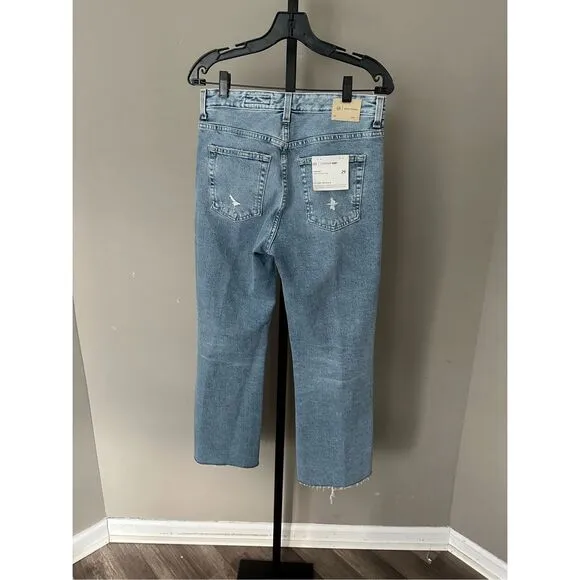 AG KINSLEY CONTOUR 360 LIGHT BLUE High-Rise Pop Crop Jeans $235