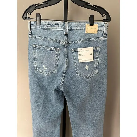 AG KINSLEY CONTOUR 360 LIGHT BLUE High-Rise Pop Crop Jeans $235