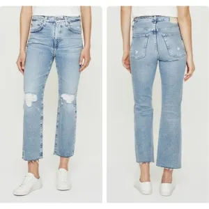 AG KINSLEY CONTOUR 360 LIGHT BLUE High-Rise Pop Crop Jeans $235