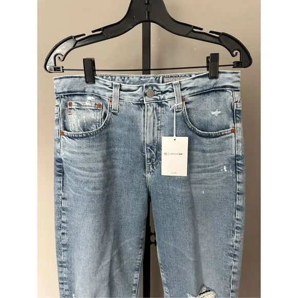 AG KINSLEY CONTOUR 360 LIGHT BLUE High-Rise Pop Crop Jeans $235