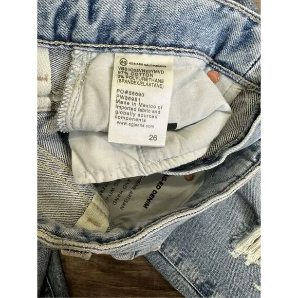 AG KINSLEY CONTOUR 360 LIGHT BLUE High-Rise Pop Crop Jeans $235