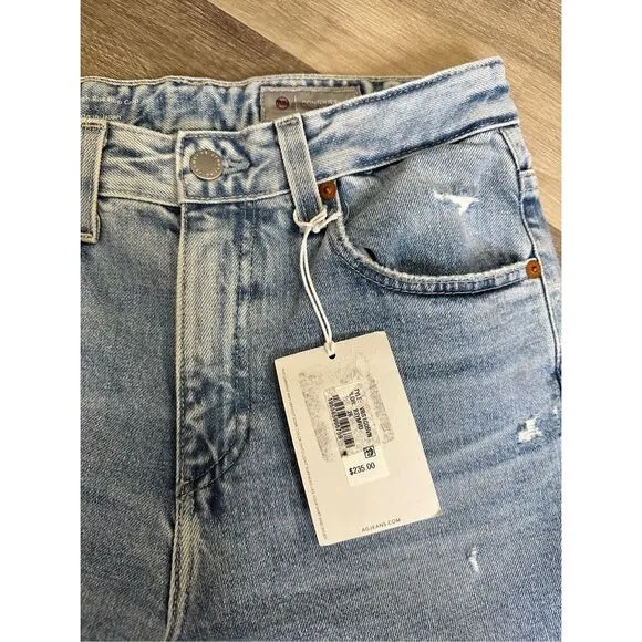AG KINSLEY CONTOUR 360 LIGHT BLUE High-Rise Pop Crop Jeans $235