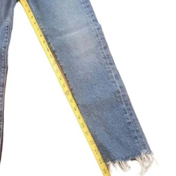 AGOLDE Toni Mid Rise Straight Leg Raw Hem Jeans 25 Light Wash Denim