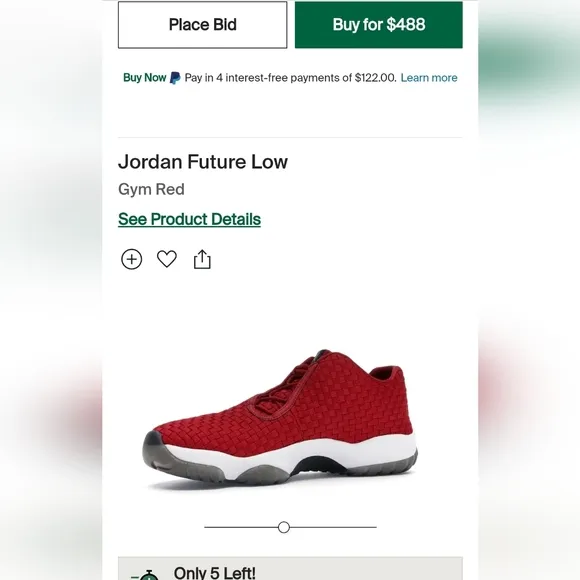 Air Jordan Future Low 2015 Bred 'Gym Red White' 9M (10½Wo)