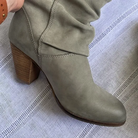 Aldo NWOT slouchy boots in a soft gray green.