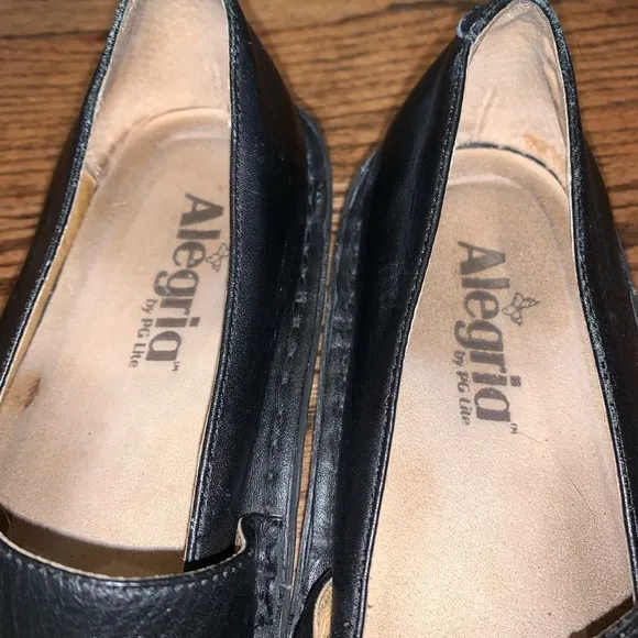 Alegria Black Leather Mary Jane Shoes Clogs 38