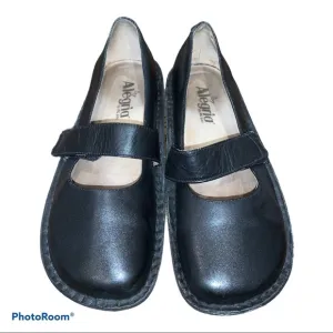 Alegria Black Leather Mary Jane Shoes Clogs 38