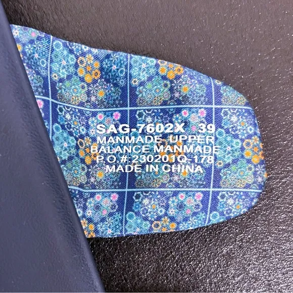 Alegria Dream Fit Sage Roses Blue Quilt Satin Platform Slide Sandals 39 9
