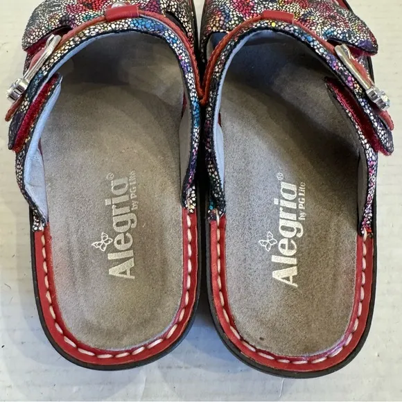Alegria Peg-447 Red Floral Sandals Comfort Shoes SIZE 7 EUR 37