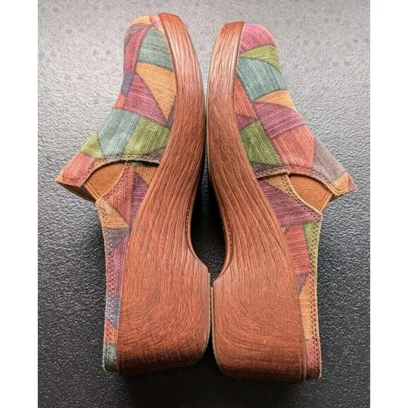 Alegria Sereniti Clog Patchwork Leather Slip On Shoes Comfort Womens 38 US 8 8.5