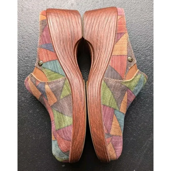 Alegria Sereniti Clog Patchwork Leather Slip On Shoes Comfort Womens 38 US 8 8.5