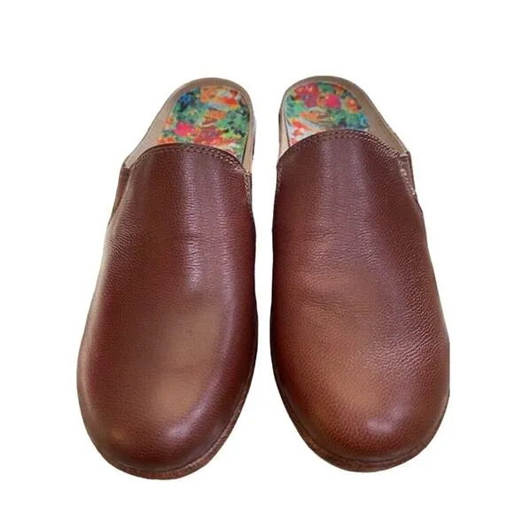 Alegria Womens 39 US 9 Leather Clogs Sereniti Aged Cognac Arch Support Comfort