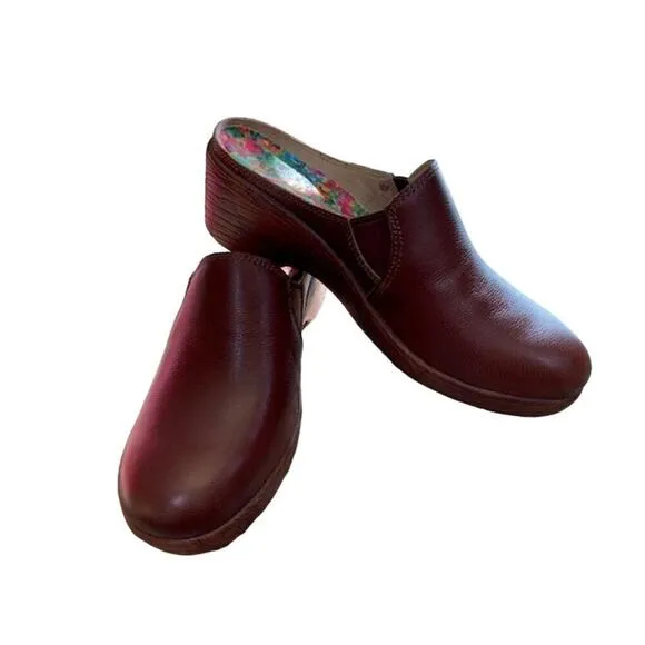 Alegria Womens 39 US 9 Leather Clogs Sereniti Aged Cognac Arch Support Comfort