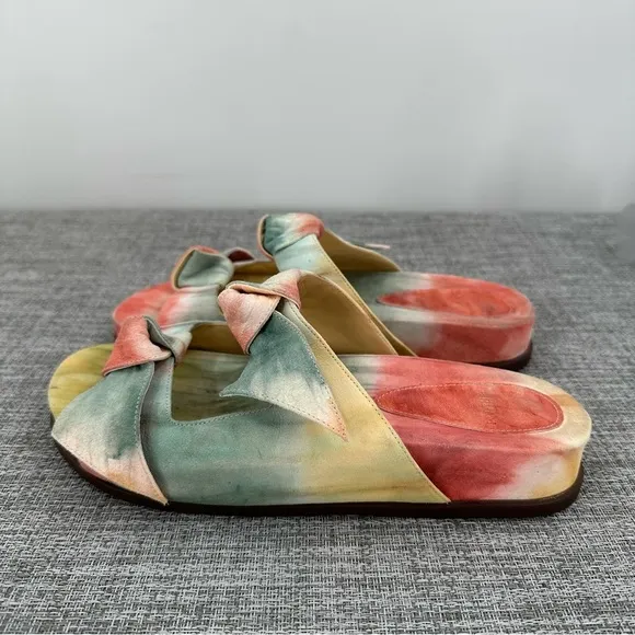 Alexandre Birman Clarita Bow Tie Dye Slides‎ Sandals Size 38, US 8 Knot