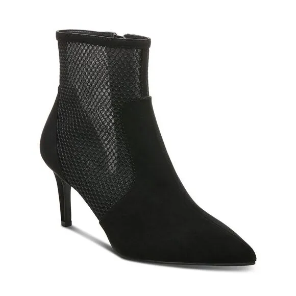 ALFANI Womens Black Mesh Jamari Pointed Toe Stiletto Zip-Up Dress Boots 5 M