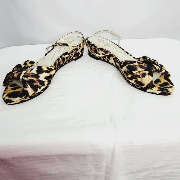 Alice   Olivia Alexi Leopard Print Open Toe Bow Wedge Sandal Women's Size  10