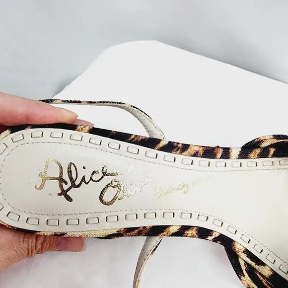 Alice   Olivia Alexi Leopard Print Open Toe Bow Wedge Sandal Women's Size  10