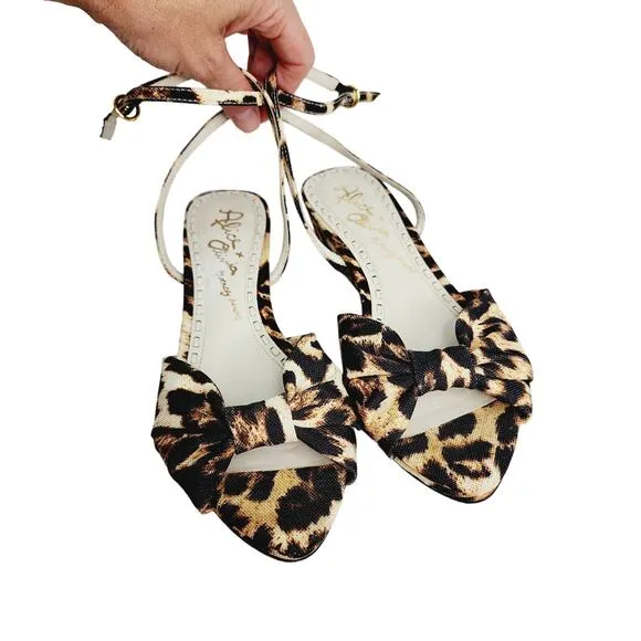Alice   Olivia Alexi Leopard Print Open Toe Bow Wedge Sandal Women's Size  10