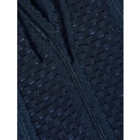 Alice   Olivia Crochet Trimmed Fil Coupe Chiffon Mini Dress Navy