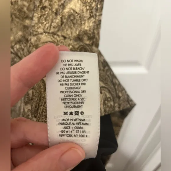 Alice   Olivia Gold Patterned Mini Dress With Exposed Zipper