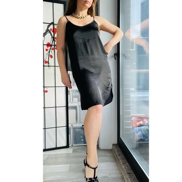 All Saints 2in1 Satin Cami Rock Dress Kink Cosplay Intimates Slip Lingerie Dress
