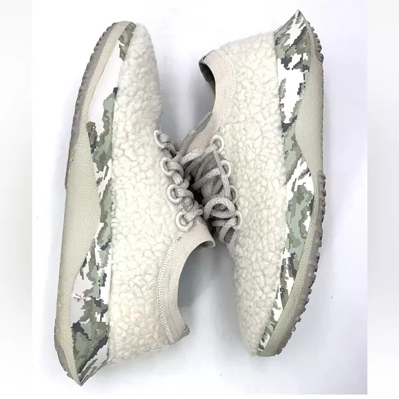 Allbirds Merino Wool Sherpa Dasher Fluffs Natural White Running Shoes Pixel Camo
