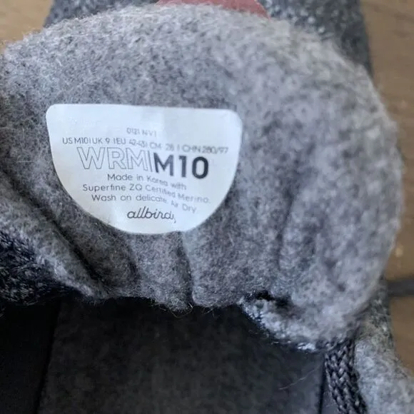 Allbirds Shoes Mens Size 10 Wool Runner Running Sneaker Mizzles Natural‎ Gray