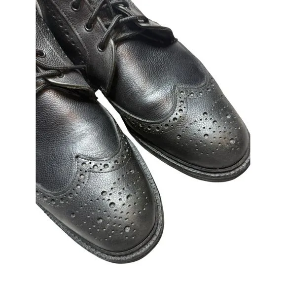 Allen Edmonds Dress Boots Men 13 Black Leather Long Branch Lace Up Wing Tip